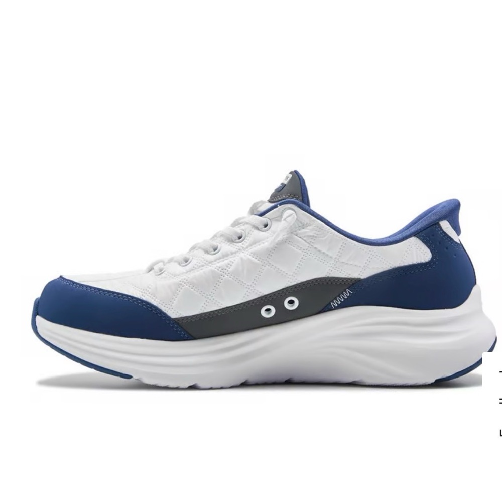Men’s Slip In Contour Foam Cozy Fit Skechers White & Navy Athletic Shoes 12 NEW - Picture 3 of 8